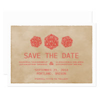 Red Grunge D20 Dice Gamer Save the Date Invite
