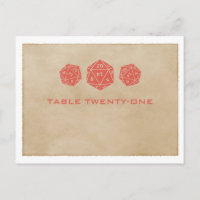 Red Grunge D20 Dice Gamer Table Number Postcard