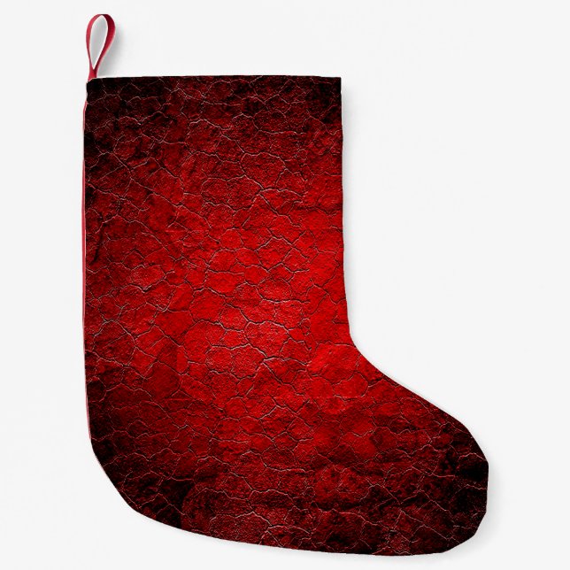 Red grunge texture black gradient small christmas stocking (Front)