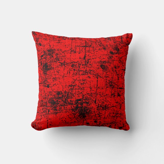 Red Grunge Throw Pillow (Front)