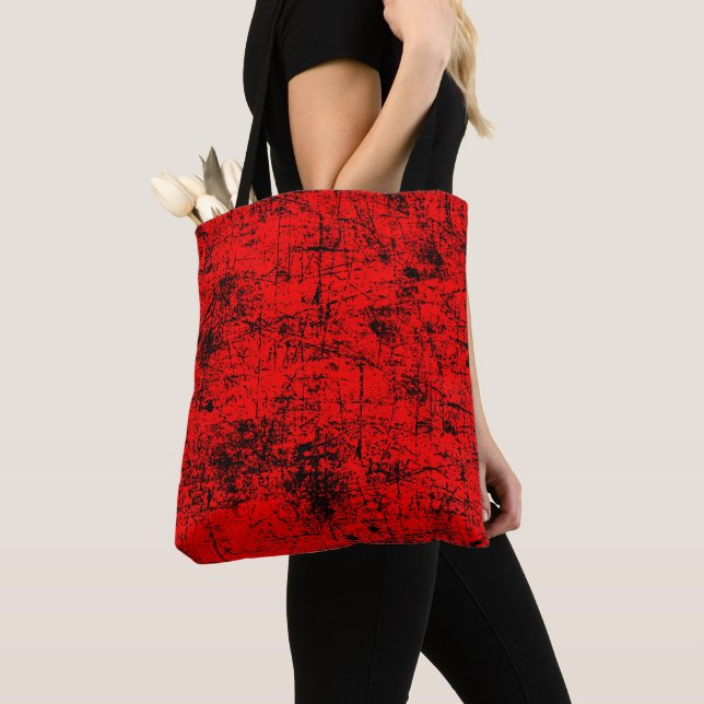 Red Grunge Tote Bag (Close Up)