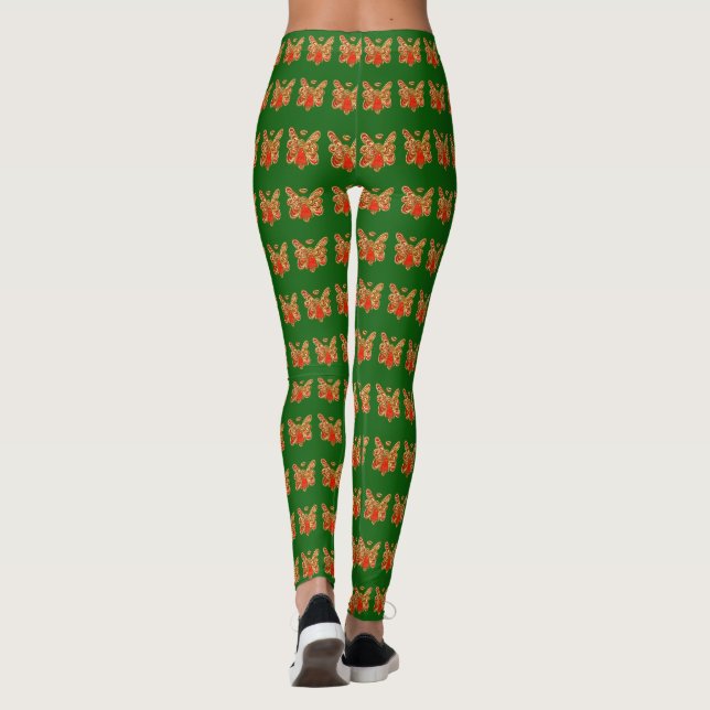 Red Guardian Angel Art Custom Holiday Leggings (Back)