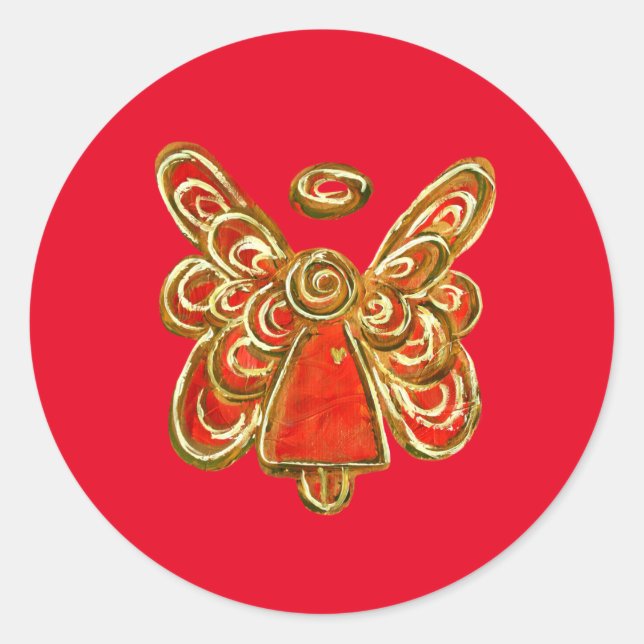 Red Guardian Angel Art Decal Stickers (Front)