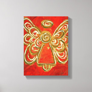 Red Guardian Angel Art Wrapped Canvas Painting