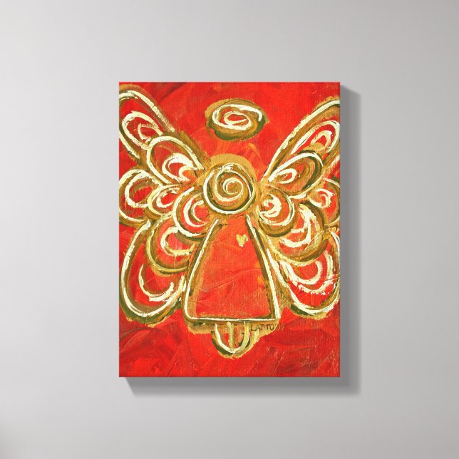 Red Guardian Angel Art Wrapped Canvas Painting (Front)