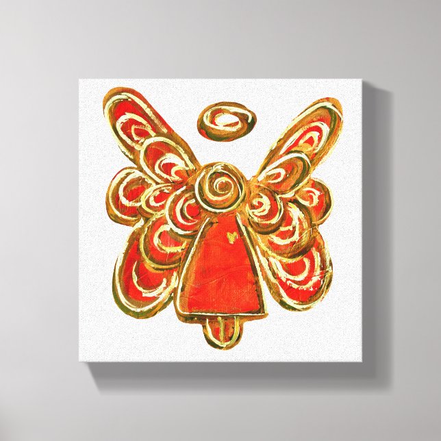 Red Guardian Angel Art Wrapped Canvas Painting (Front)