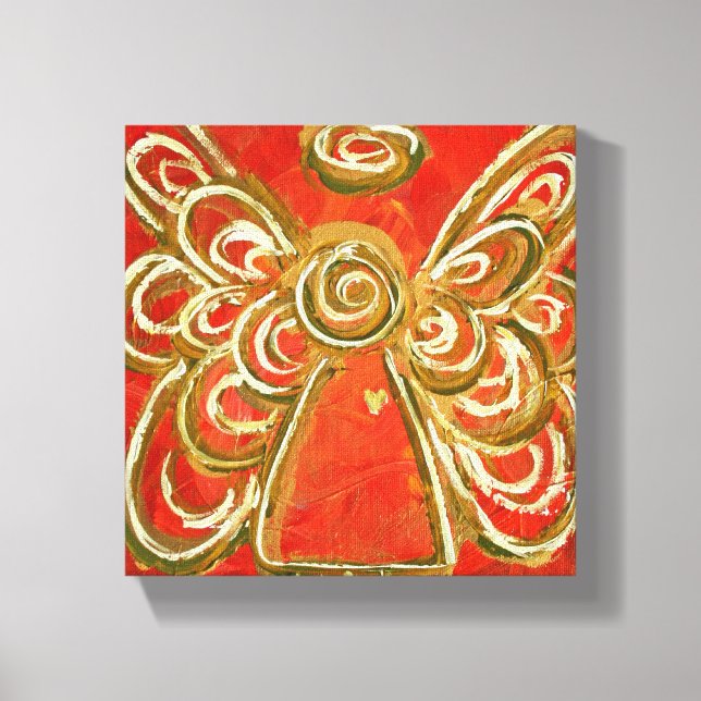 Red Guardian Angel Art Wrapped Canvas Painting (Front)