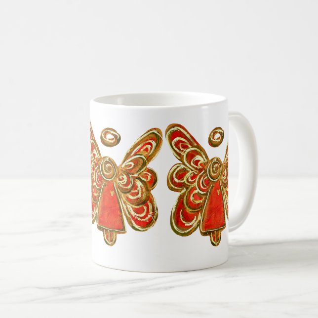 Red Guardian Angel Custom Art Coffee Mug Cup (Front Right)