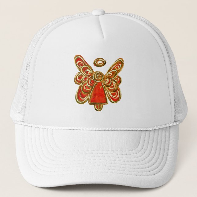 Red Guardian Angel Custom Art Hat or Cap (Front)