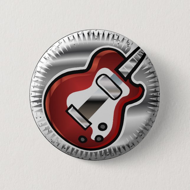 Red Guitar 2 Inch Round Button (Front)