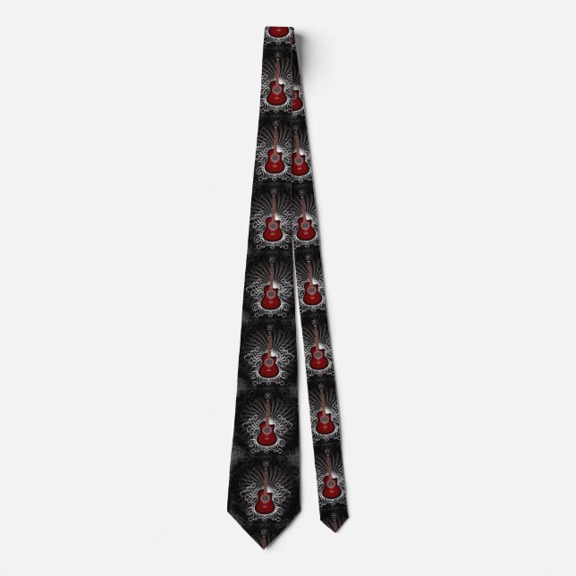 Red Guitar Men's Tie (Front)