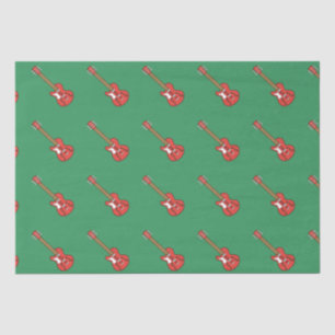 Red Guitar on Green Tissue Paper