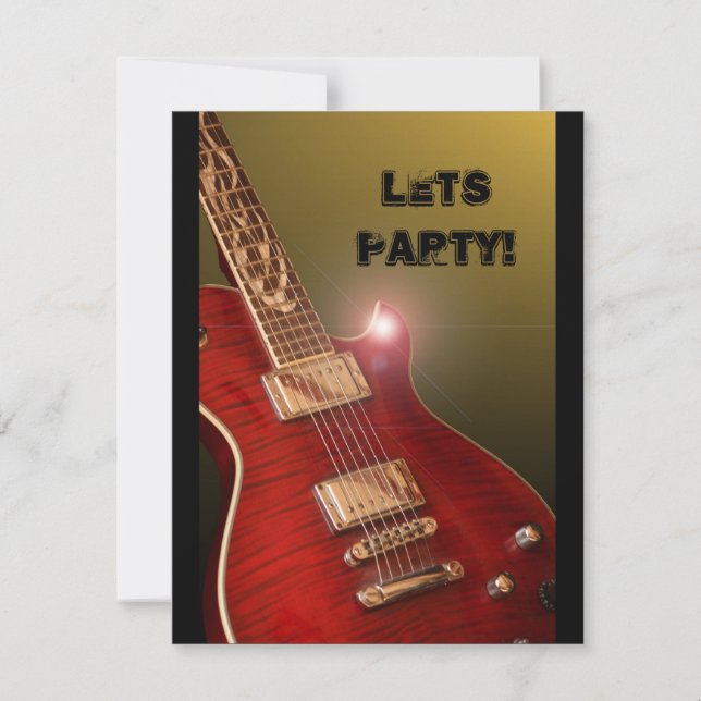red guitar party invite (Front)