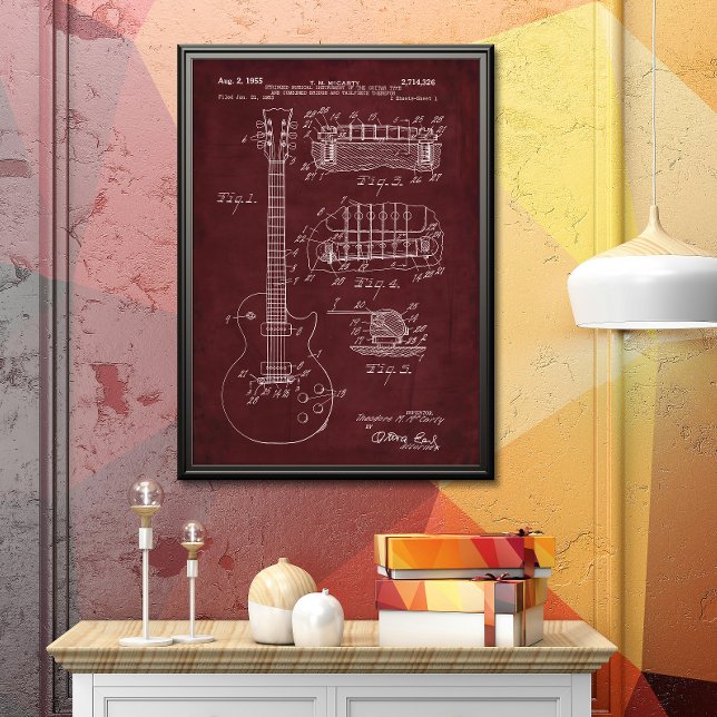 Red | Guitar Patent Poster (Creator Uploaded)