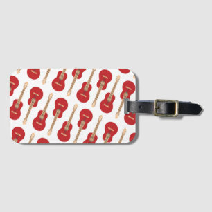 Red Guitar Pattern Luggage Tag