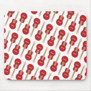 Red Guitar Pattern Mouse Pad