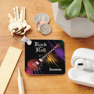 Red Guitar - Personalize Keychain