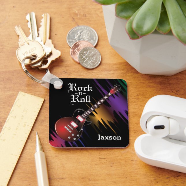  Red Guitar - Personalize Keychain (Desk)