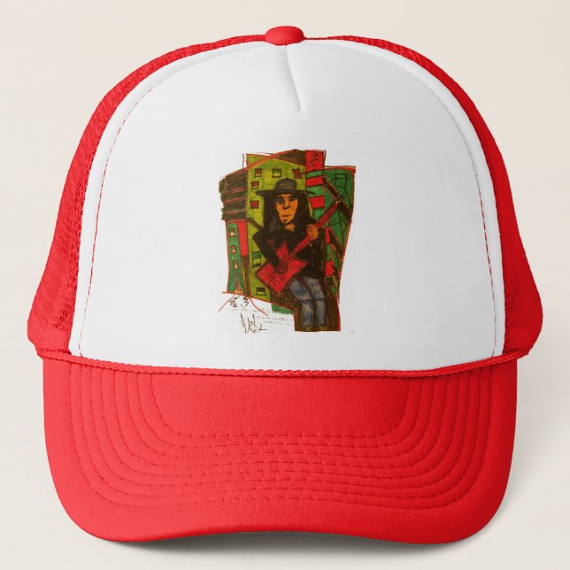 red guitar trucker hat (Front)