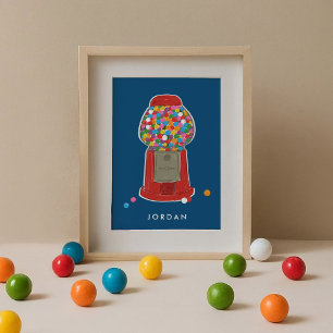 Red Gumball Machine Candy Bubble Gum Personalized Poster