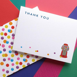 Red Gumball Machine Candy Bubble Gum Thank You  Card