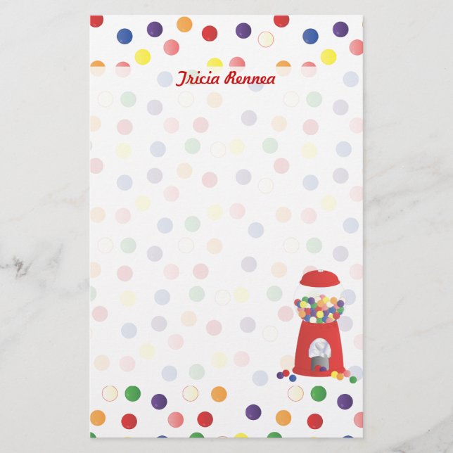 Red Gumball Machine Stationery (Front)