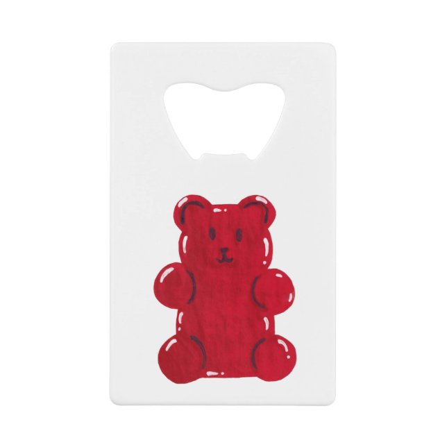 red gummy bear credit card bottle opener (Front)