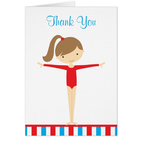 Red Gymnastics Girl Thank You Note Card
