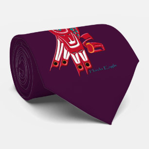 Red Haida Eagle Fashion Neck Tie