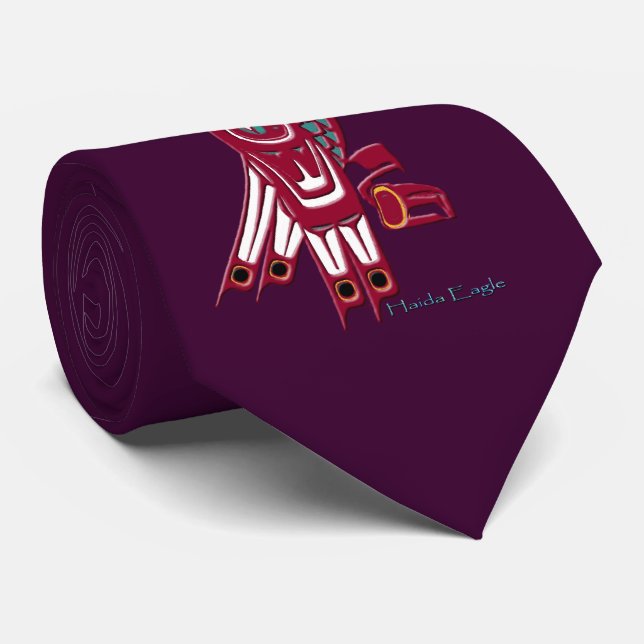 Red Haida Eagle Fashion Neck Tie (Rolled)