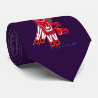 Red Haida Eagle Fashion Neck Tie