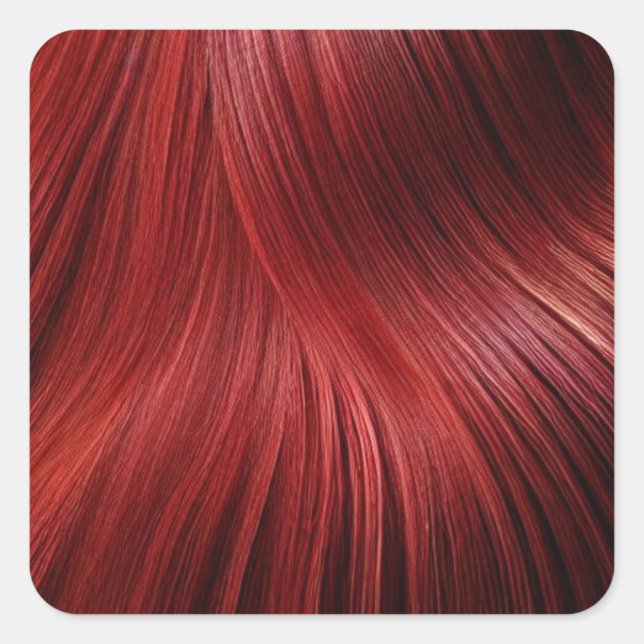 Red Hair Background Square Sticker (Front)