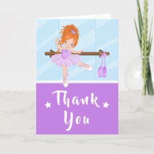 Red Hair Ballerina violet Carte de remerciements d
