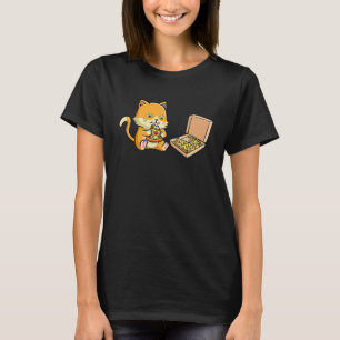 Red hair cat devours delicious pizza with relish c T-Shirt