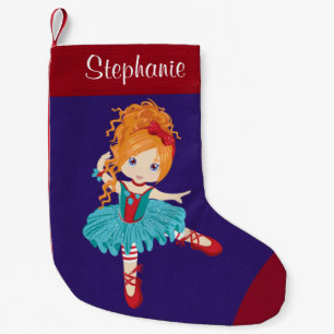 Red Hair Christmas Ballerina Small Christmas Stocking