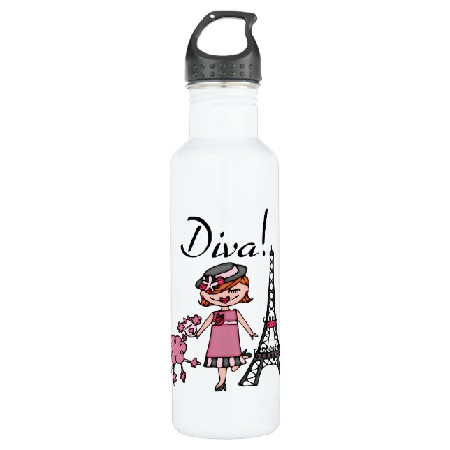 Red Hair Diva 710 Ml Water Bottle (Front)