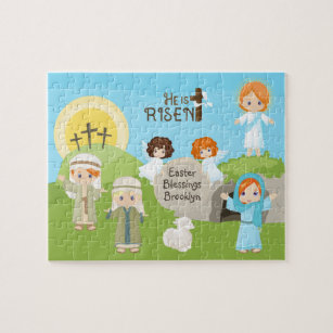 Red Hair He is Risen Easter Jigsaw Puzzle