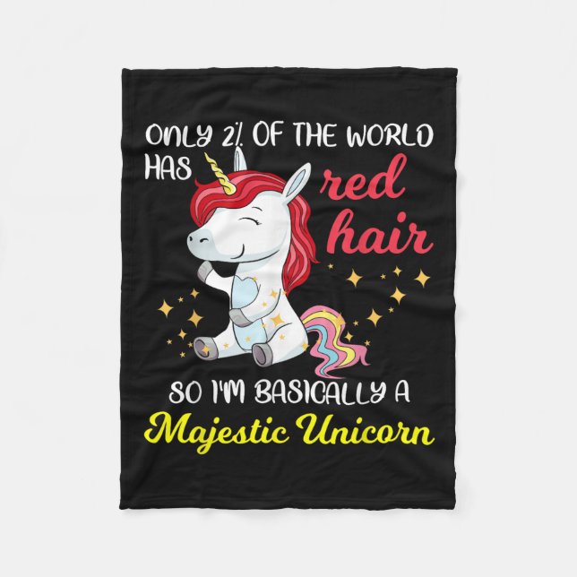 Red Hair Majestic Unicorn Funny Ginger Head Pride  Fleece Blanket (Front)