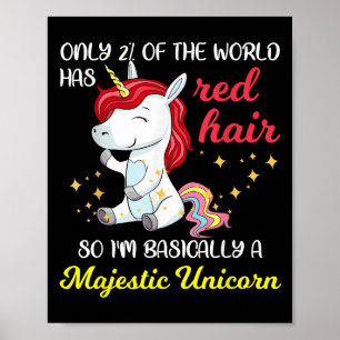 Red Hair Majestic Unicorn Funny Ginger Head Pride Poster