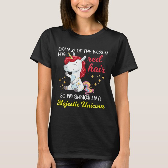 Red Hair Majestic Unicorn Funny Ginger Head Pride  T-Shirt (Front)