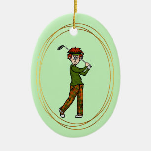 Red Hair Male Golfer Personalized Ornament
