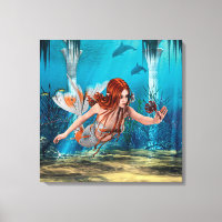 Red Hair Mermaid Underwater Fantasy Art