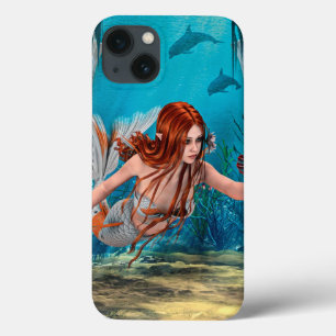 Red Hair Mermaid Underwater Fantasy Art iPhone 13 Case