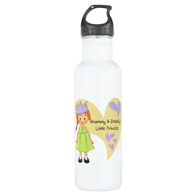 Red Hair Mommy and Daddy's Princess 710 Ml Water Bottle (Front)