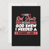 Red Hair My Warning Label Cute Redhead Girls Women