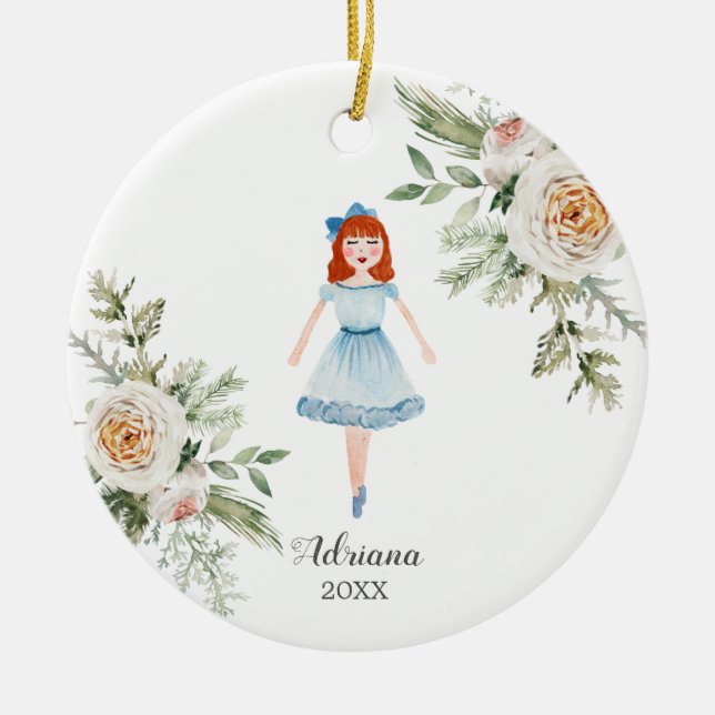 Red Hair Personalized Nutcracker ornament Girl (Front)