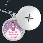 Red Hair Radiant Purple Wedding Flower Girl Silver Plated Necklace<br><div class="desc">Radiant Pink Purple Keepsake Necklaces Choose either Silver Plated Gold Finish or Sterling Silver Unique Personalized Custom !st Christmas Gift Wedding Keepsake Wedding Party Necklaces - to change background colour - click customize - click edit - choose last tool in drop down menu and choose from one of the colours...</div>