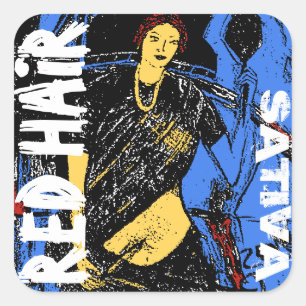 RED HAIR SATIVA SQUARE STICKER