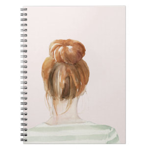 Red Hair Top Knot Bun Notebook