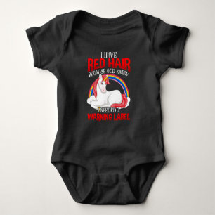 Red Hair Woman Rainbow Unicorn Lover Girl Baby Bodysuit